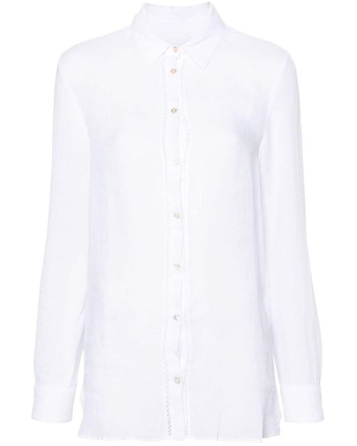 120% Lino White Leinenhemd mit klassischem Kragen