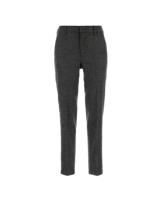 PT Torino Black Check-Pattern Embroidered Trousers