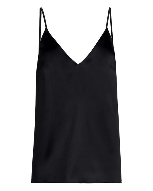 Brunello Cucinelli Black Stretch Silk Satin Camisole