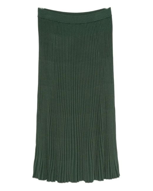 Zimmermann Ribbed-pleated Midi Skirt Green