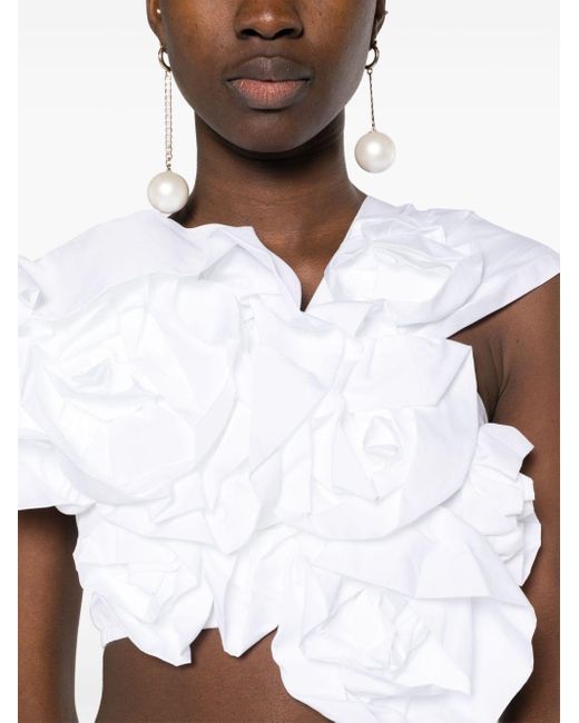 Blusa con applicazione a fiori di Simone Rocha in White