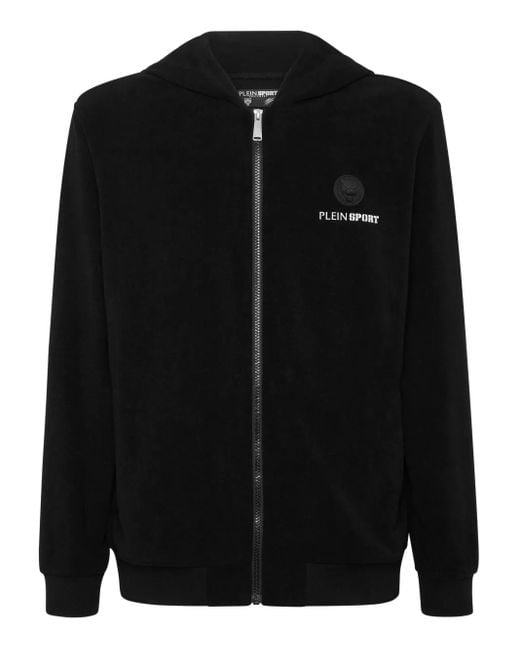 Philipp Plein Black Sponge Hoodie Sweatjacket for men