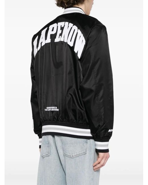 Aape By A Bathing Ape Black Stripe-Trim Bomber Jacket for men