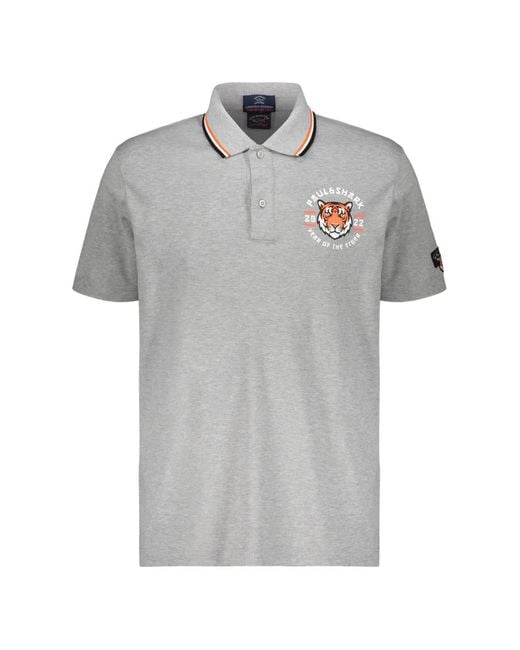 Paul & Shark Gray Buttoned Polo Shirt for men