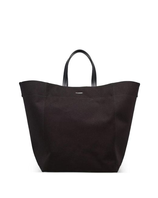Jil Sander Black Logo-Print Tote Bag for men