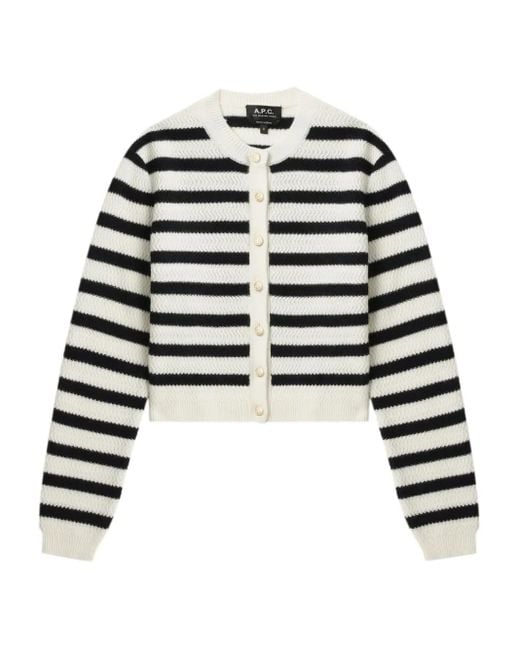 A.P.C. Black Manon Striped Cardigan