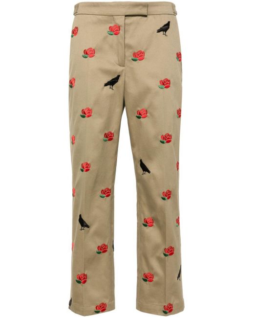 Thom Browne Natural Mid-Rise Tailored Twill Trousers