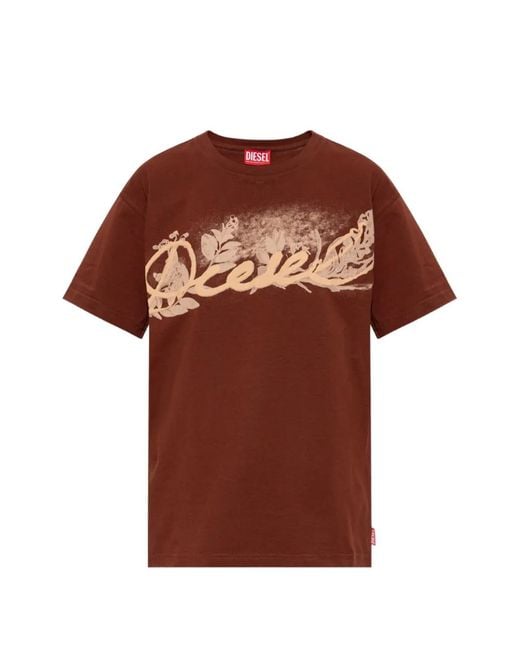 DIESEL Brown Logo-Print T-Shirt