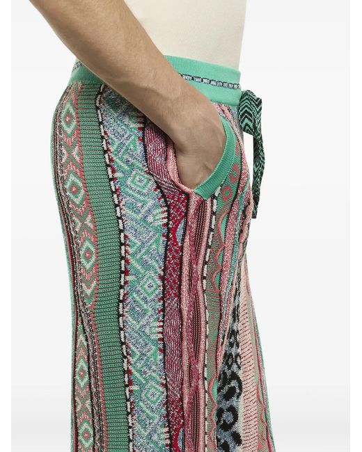 Laneus Green Knitted Patterned Shorts for men