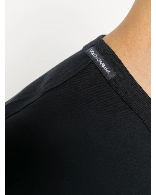 Dolce & Gabbana Black Logo Label V-Neck T-Shirt for men