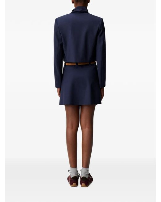 Claudie Pierlot Blue Cropped Pussy-Bow Blazer