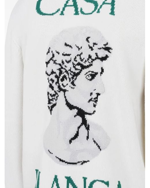 Casablanca White Logo-Jacquard Zip-Up Cardigan for men