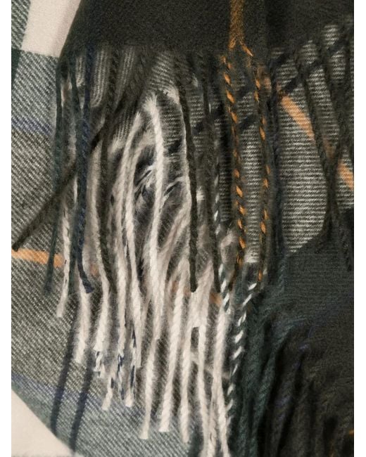 Barbour Gray Fringed Checked Scarf