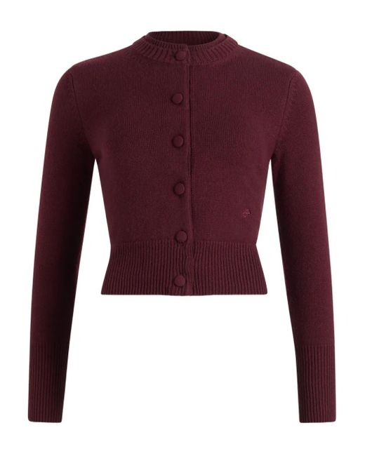 Patou Purple Double-Collar Wool Cardigan