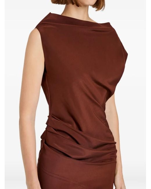 Proenza Schouler Purple Draped Cowl-Neck Midi Day Dress