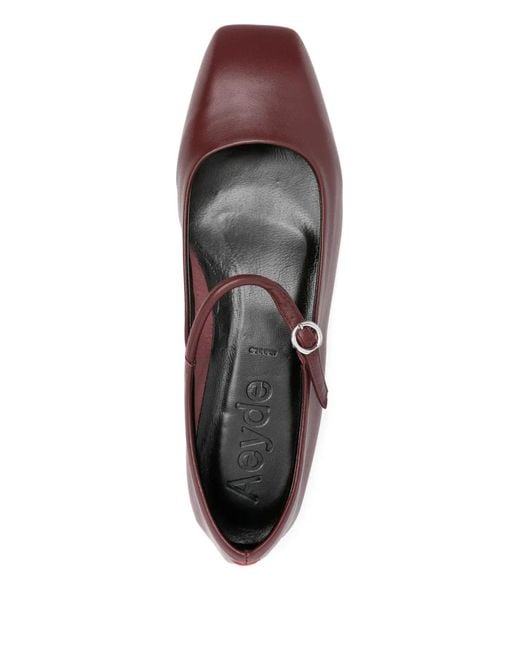 Aeyde Brown Leather Buckle Flat Pumps