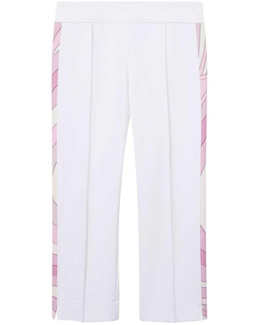 Emilio Pucci White Iride-print Cropped Trousers