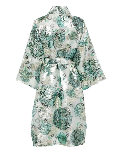Dolci Follie Blue Metallic-Print Mid-Length Robe