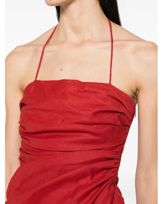 Faithfull The Brand Red Notte Ruched-Bodice Maxi Dress