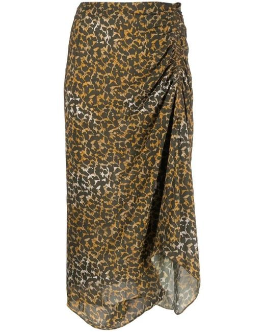 Isabel Marant Green Azaria Floral-Print Draped Skirt