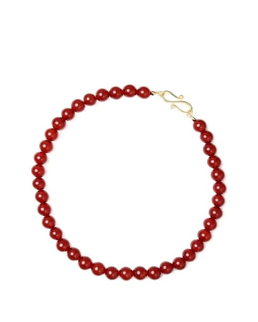 LIE STUDIO Red Mary Beaded Necklace