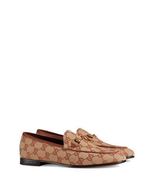 Gucci Beige Jordaan GG Canvas Loafers - Save 45% - Lyst
