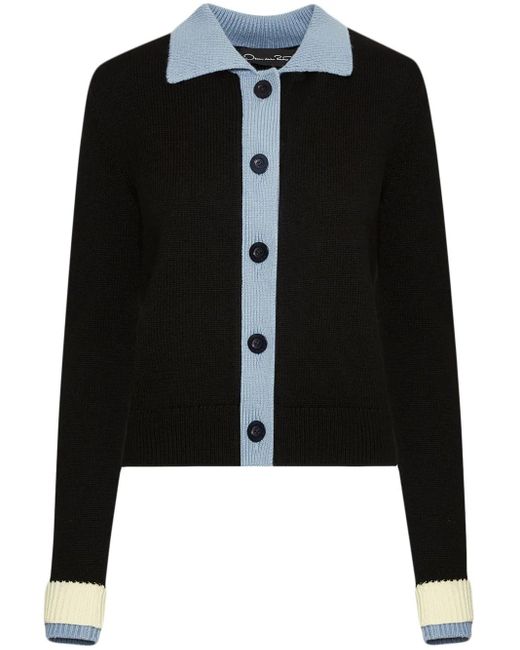 Oscar de la Renta Black Colour-Block Cardigan