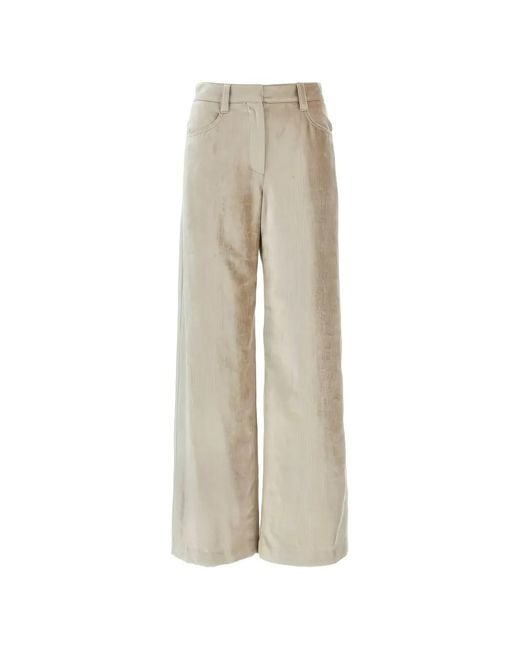 Brunello Cucinelli Natural Wide-Leg Trousers