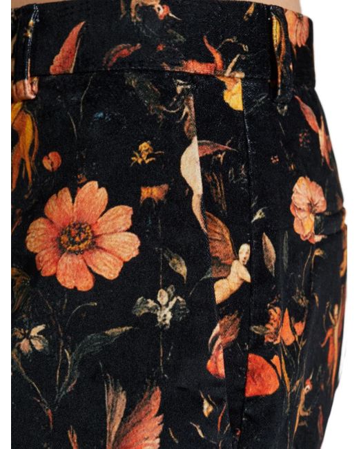 R13 Black Floral Velvet Trousers