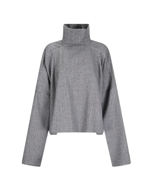 Rick Owens Gray Jumbo Tabard High-Neck Sweater