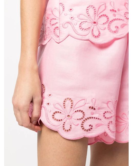 Boutique Moschino Pink Lace-Trimmed Shorts
