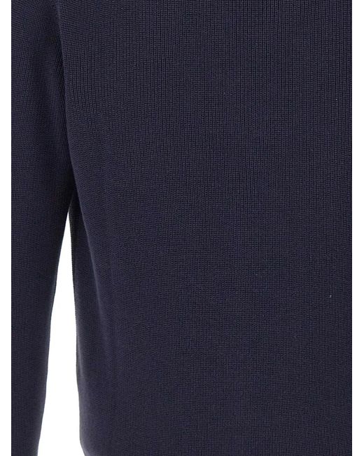 FILIPPO DE LAURENTIIS Blue V-Neck Ribbed-Trim Cardigan for men