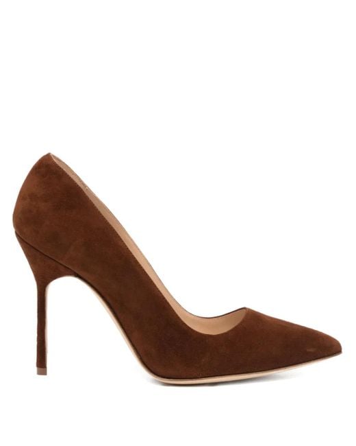 Escarpins 100 Mm En Daim Manolo Blahnik en coloris Brown