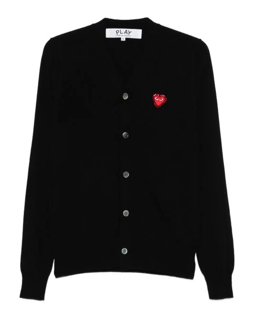COMME DES GARÇONS PLAY Black Heart-Emblem Rhinestone-Embellishment Cardigan