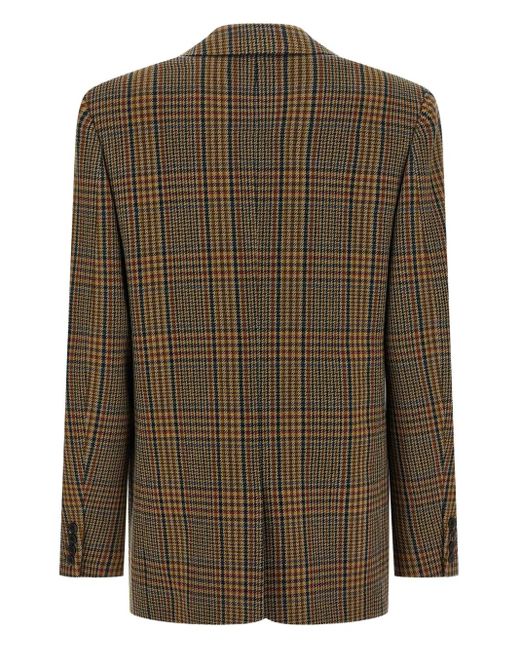Saint Laurent Green Prince Of Wales Check Blazer