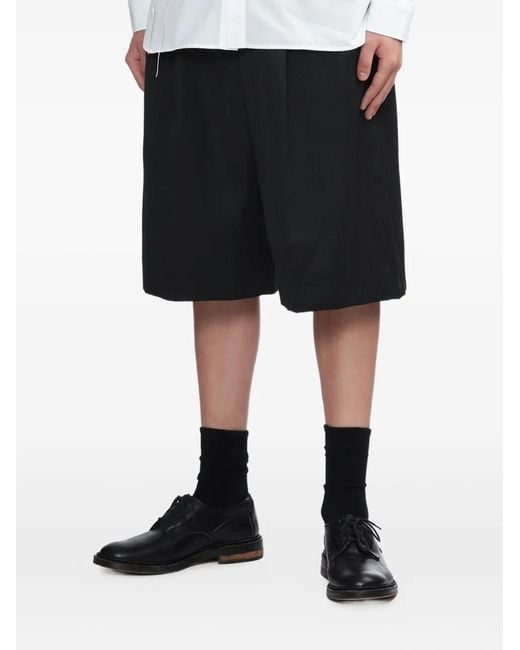 Simone Rocha Black Pleated Belted Shorts for men