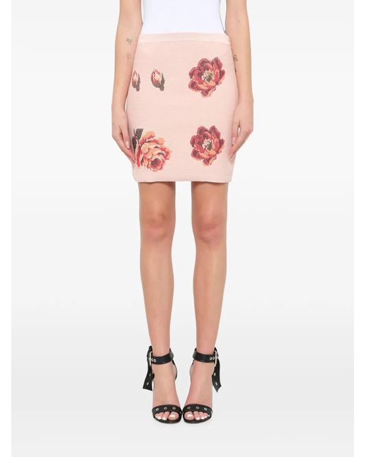 McQueen Pink Tapestry Jacquard Mini Skirt