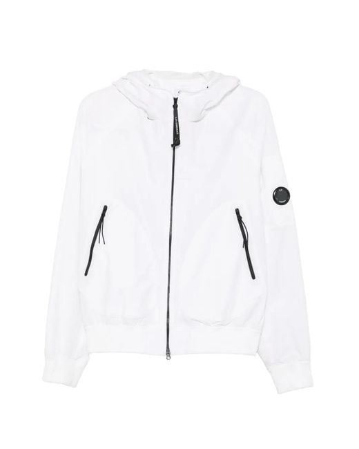 C P Company White Logo-Patch Hooded Jacket for men
