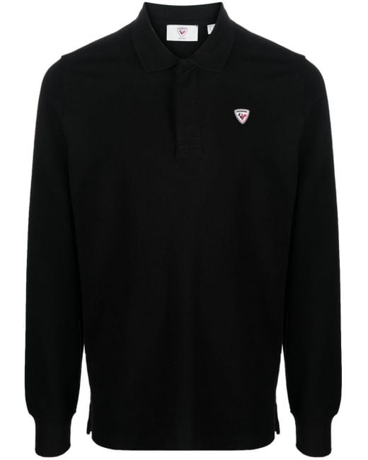 Rossignol Logo-patch Long-sleeve Polo Shirt in Black for Men | Lyst