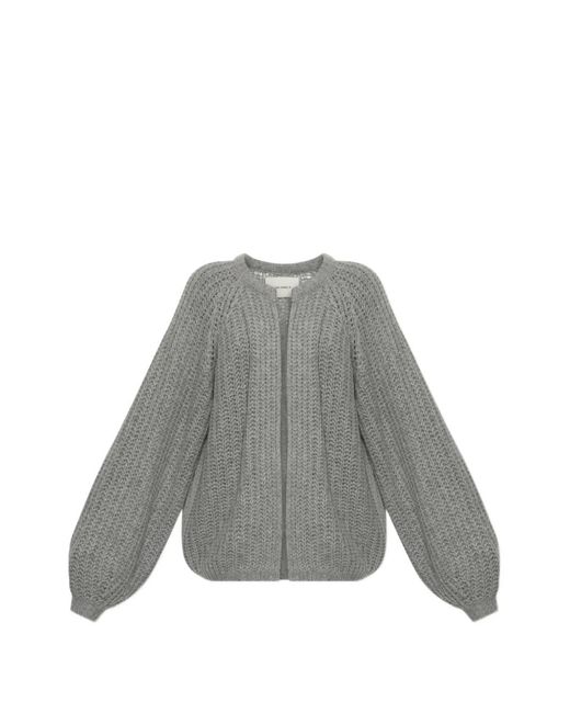 Lisa Yang Gray Thena Chunky-Knit Cardigan