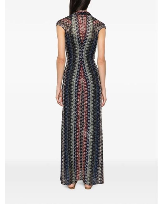 Missoni White Chevron-Knit V-Neck Dress