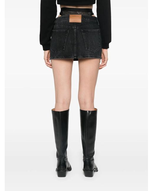 Alexander Wang Black Jeans-Minirock Mit Kristallen