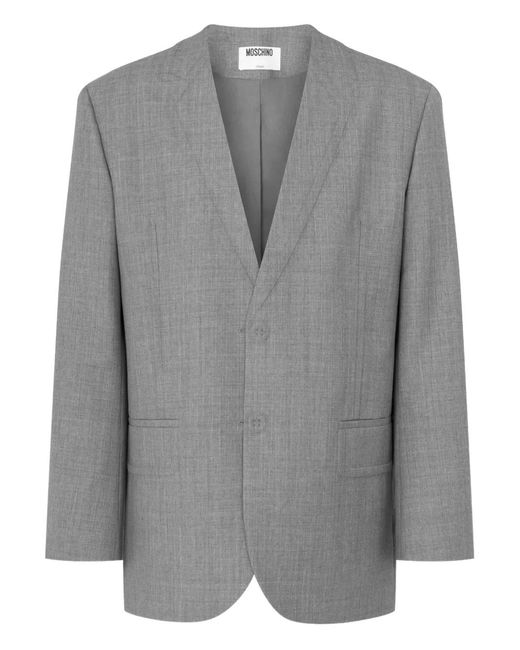 Moschino Gray Single-Breasted Collarless Blazer for men