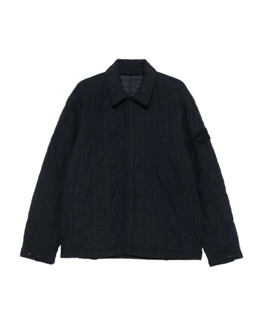 Stone Island Blue Quilted Panelled Jacket for men