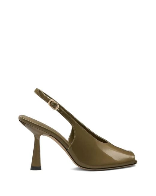 Stuart Weitzman Metallic Val Peep-Toe Slingback Pumps