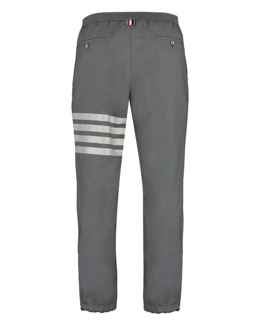 Thom Browne Gray 4-Bar Elasticated Ankles Trousers for men