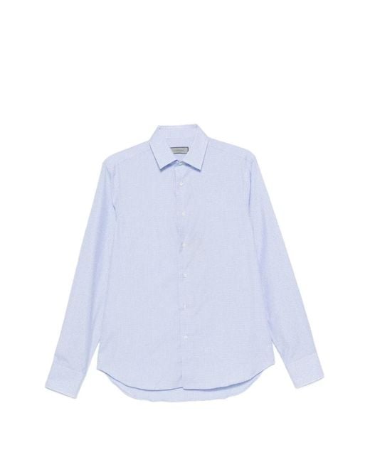 Canali Blue Gingham-Check Shirt for men