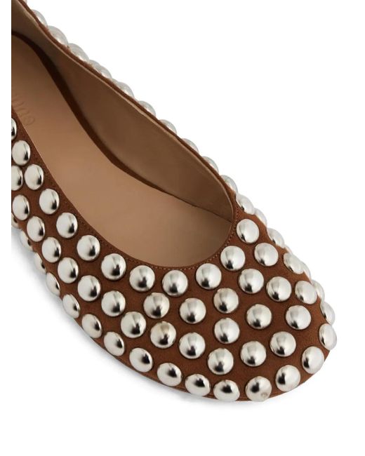 Rabanne Brown Studded Ballet Flats