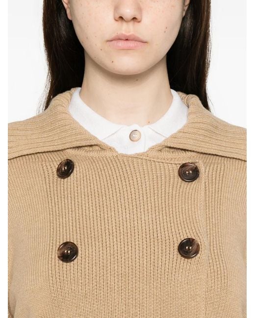 Psophia Natural Buttoned Collared Cardigan