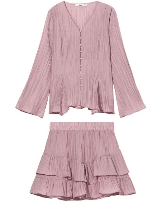 B+ AB Pink Pleated Ruffled Miniskirt Set